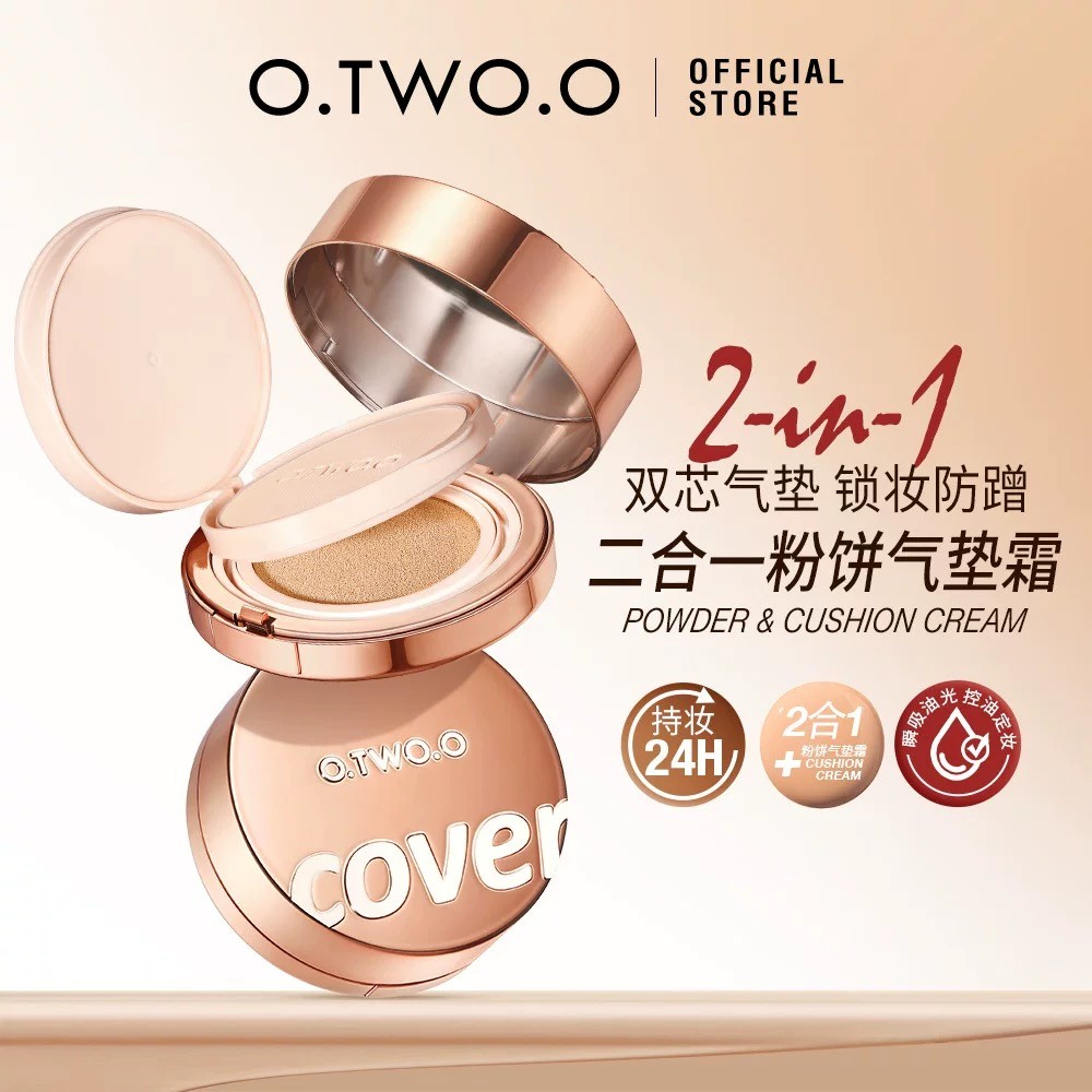 [Hàng giao ngay] [O.TWO.O] Kem nền trang điểm 2 trong 1 BB Cushion & Setting Powder Chống thấm nước 