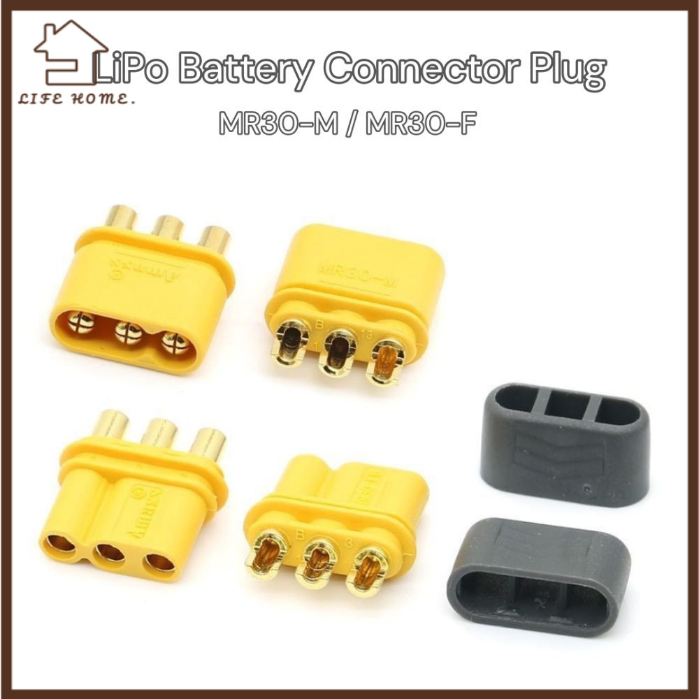 Ổ cắm pin LiPo YELGIRL, Đầu nối MR30 có thể gắn AMAS, có vỏ nhựa màu vàng đen MR30 Cover Phụ kiện RC