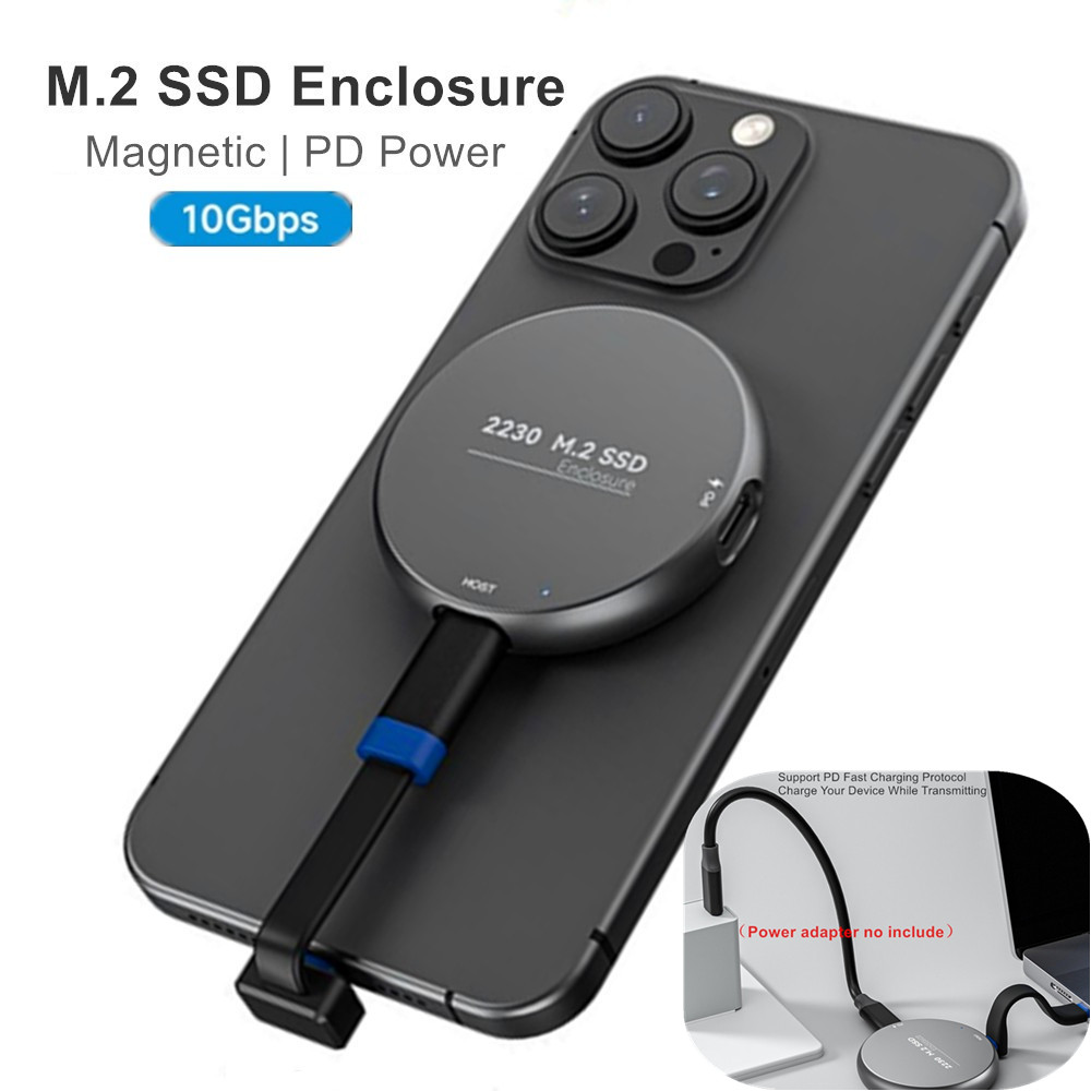 Vỏ SSD từ tính M2 2230 NVMe cho iOS 16 15 17 Pro ProRes 10Gbps USB C Nhôm