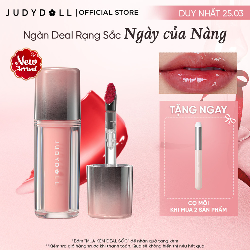 [MỚI] Son Tint Bóng Đầu Sắt Nhung JUDYDOLL Dual Flash Watery Lip Gloss 2.0 Căng Bóng Dưỡng Môi Bền Màu 2.4g