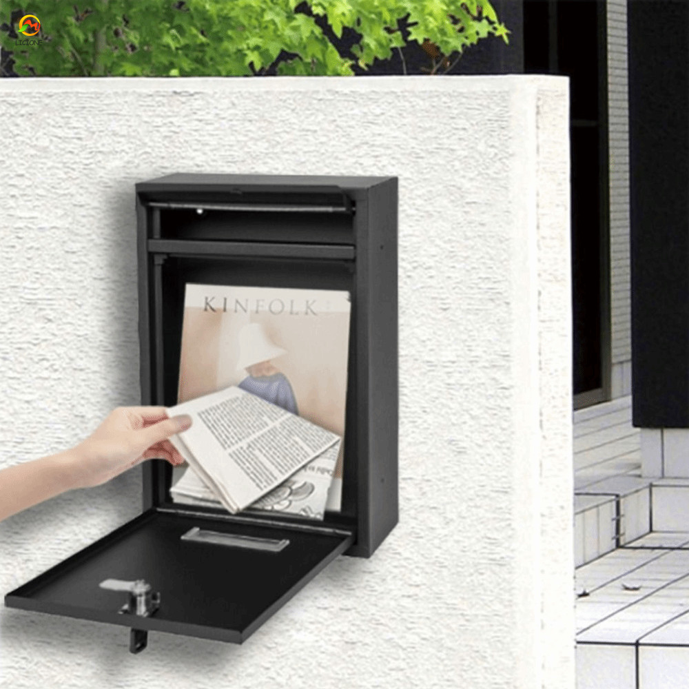 Hộp thư treo tường ECHOG, Hộp chữ thiếc sắt chống mưa, Hộp đựng báo có 2 phím Khóa an toàn chống gỉ 