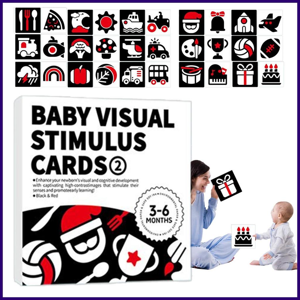 Thẻ Flashcard giác quan cho trẻ sơ sinh Thẻ giác quan màu đen trắng dành cho bé Học sớm Flashcard Tư