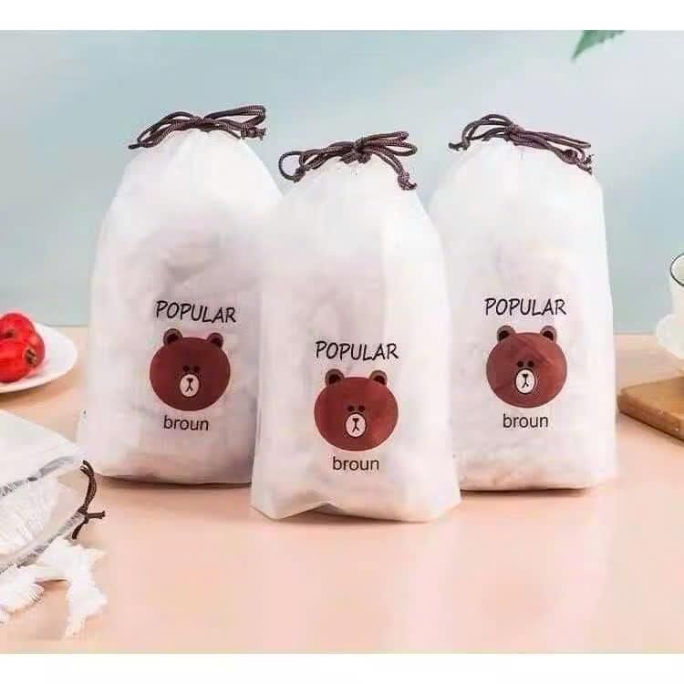 Túi bọc thực phẩm 100 cái  co giãn siêu dai có chun kèm túi gấu. C87 SHOP