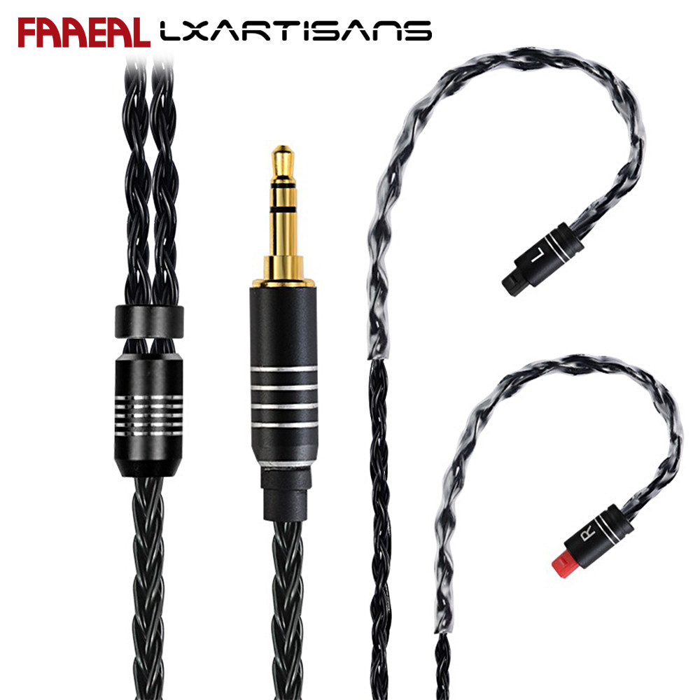 Cáp thay thế tai nghe FAAEAL LXARTISAN LXDY802 với phích cắm hình chữ L thẳng 3,5 mm HiFi Đen mạ bạc