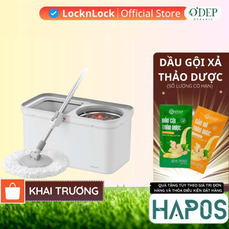 Bộ cây lau nhà LocknLock Chính hãng, xoay 360 màu xám ETM440GRY - HAPOS HOF