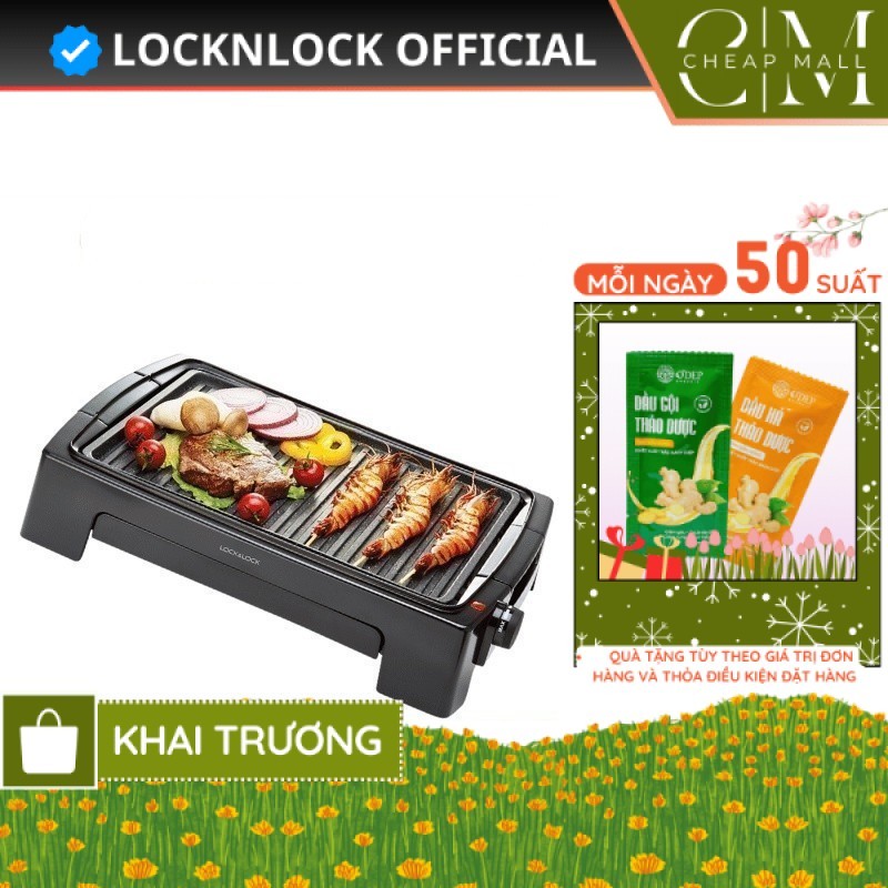 Bếp nướng điện LocknLock EJG221 1300W Chính hãng, làm nóng nhanh, có hộc đựng dầu - CHEAP CSA