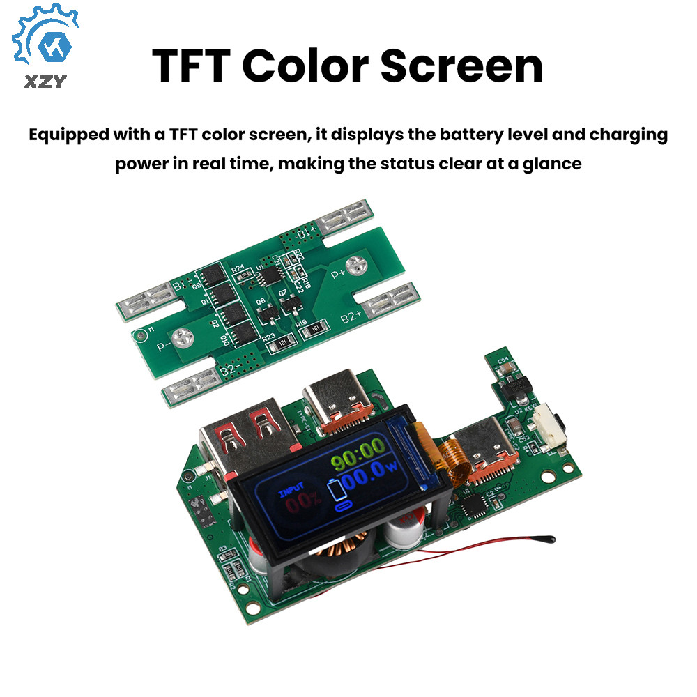 PD45W / PD65W Sạc Nhanh DIY Power Bank Mainboard 2S 3S Bảo Vệ Pin BMS 0.96 Inch TFT Màu Hiển Thị Mô 