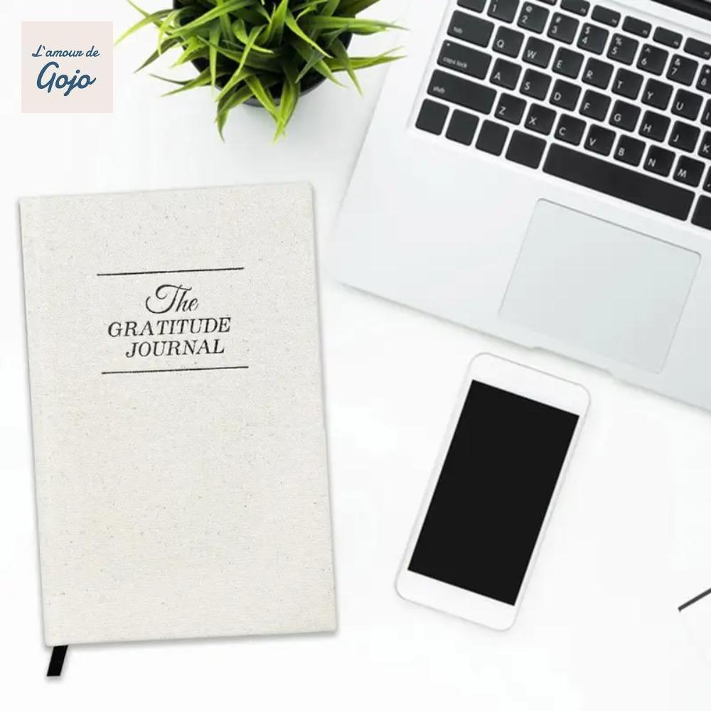 GOJO Gratitude Journal Notebook, A5 Paper Ribbon Bookmark Daily Notebook, Positivity Giấy Dày Vải La