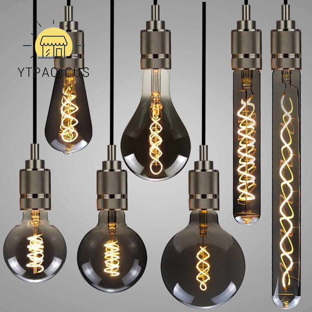 Bóng đèn cổ điển YURUYI, Dây tóc mạ điện màu xám, Đèn Edison sợi đốt cổ nóng bỏng Kính đèn Edison Đè
