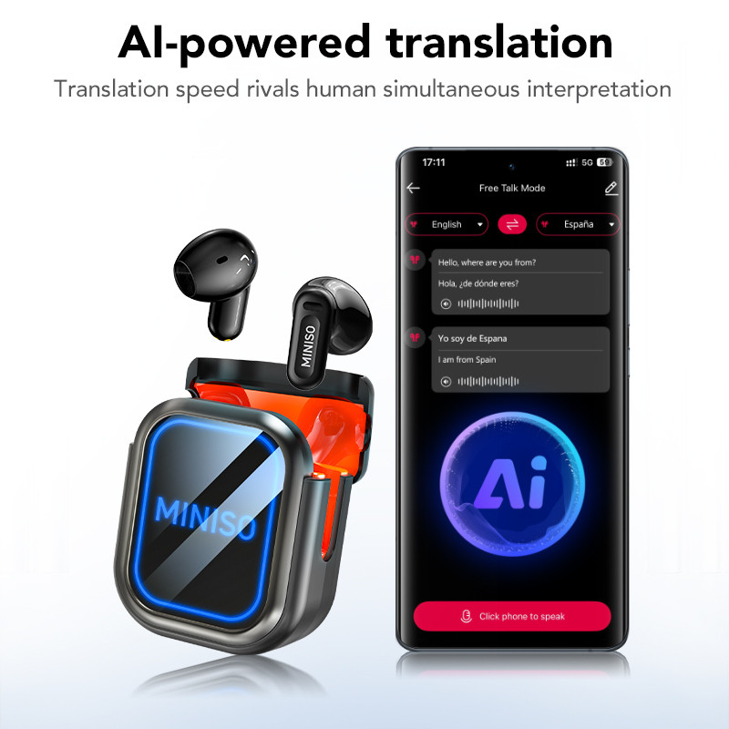 Bảo hành 1 năm Tai nghe dịch thuật ngôn ngữ MINISO MS109 Tai nghe Bluetooth không dây AI Hỗ trợ tai nghe thể thao 135 ngôn ngữ Dịch ngôn ngữ thời gian thực IPX5 Giảm tiếng ồn chống nước | BigBuy360 - bigbuy360.vn
