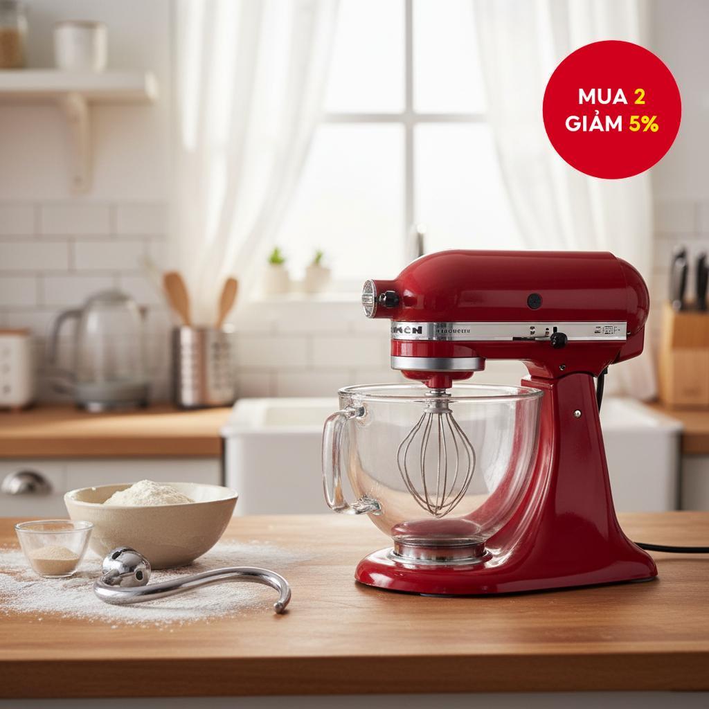 Móc trộn bột cho máy trộn KitchenAid 6QT, phụ kiện inox