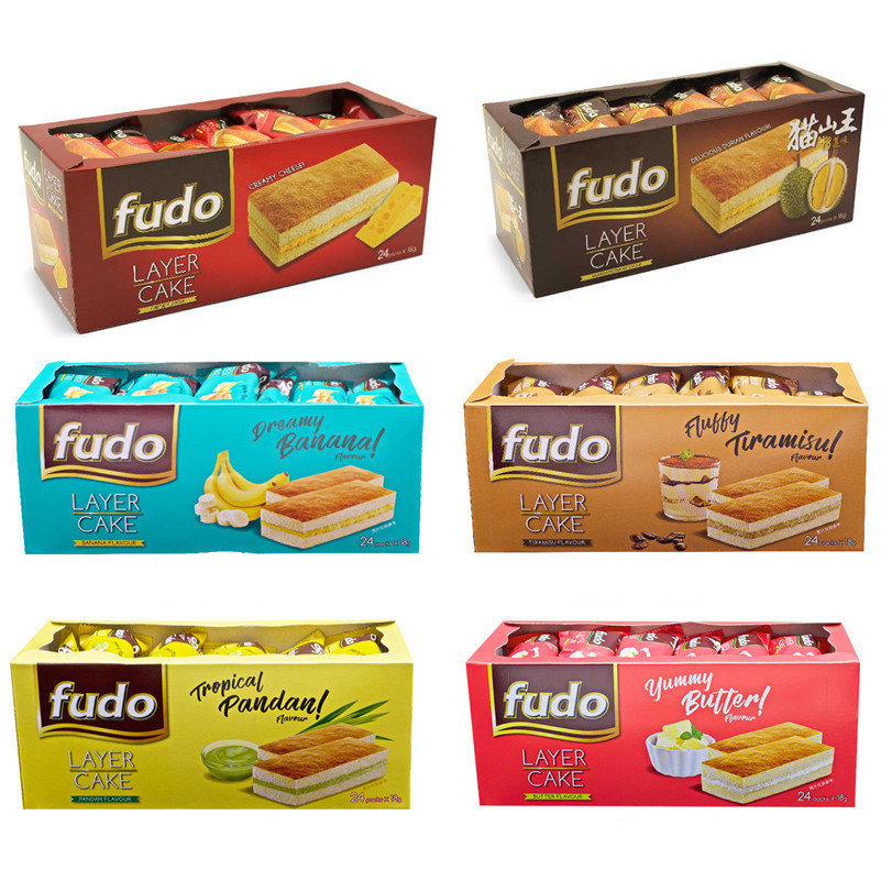 Hàng sẵn có Vận chuyển nhanh Malaysia Food Fudo Fudo Tiramisu Cream Cake 24 miếng Gói trà chiều Bánh