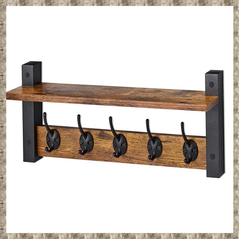 [zv0lma8i] Kệ treo tường nổi có móc-Túi treo tường chịu lực có kệ-5 móc có giá treo áo