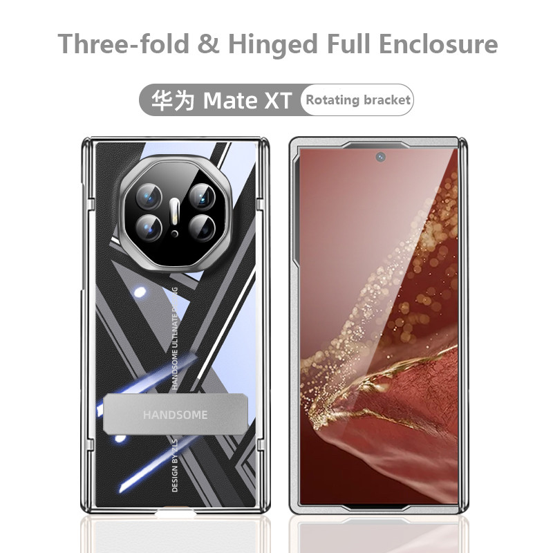 Khung Mạ Dành Cho Huawei Mate XTs Ultimate Xoay Chân Đế Da Bản Lề Bảo Vệ Cho Huawei Mate XT Ultimate