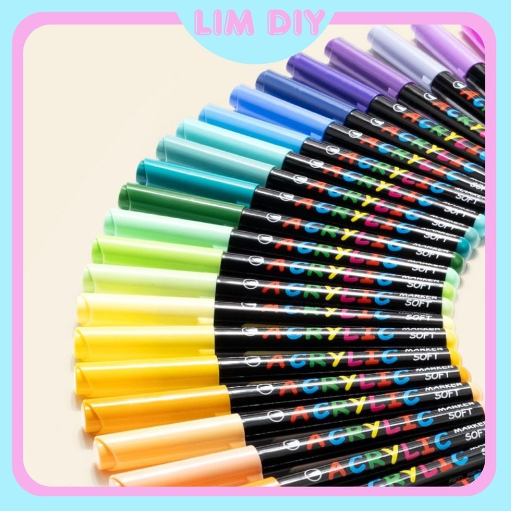Bút Acrylic Brush Marker DC 🎨 Bộ 12–24–36–48–60 Màu ( Ngòi Cọ Mềm, Vẽ Đa Bề Mặt...) LIM DIY