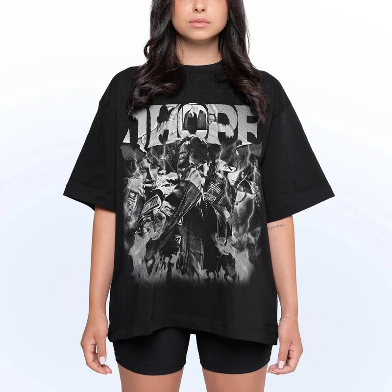 Áo thun âm nhạc cổ điển Kpop Jhope Quà tặng cho nữ và nam giới Áo sơ mi ngắn tay Unisex quá khổ