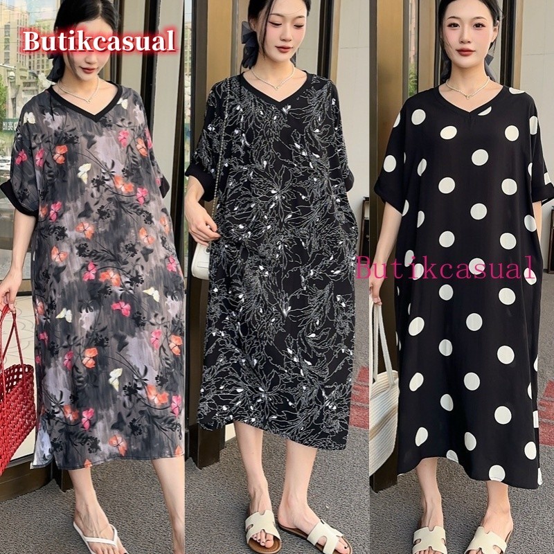 Đầm dài in họa tiết Rayon dành cho nữ Váy Maxi dáng rộng Viscose Rayon in hoa thoải mái Đầm mềm mại