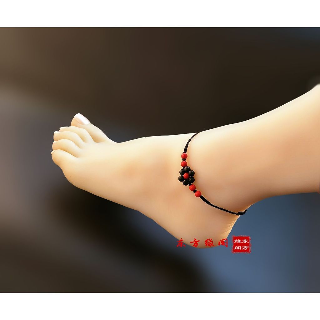 New Product#Seven Star Formation Obsidian Cinnabar Anklet Zodiac Year Red Rope Anklet for Women Hand