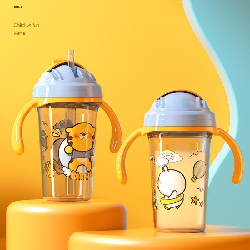 New Product#Learning Drinking Cup Children's Baby Water Cup Straw Kindergarten Plastic Handle Baby D
