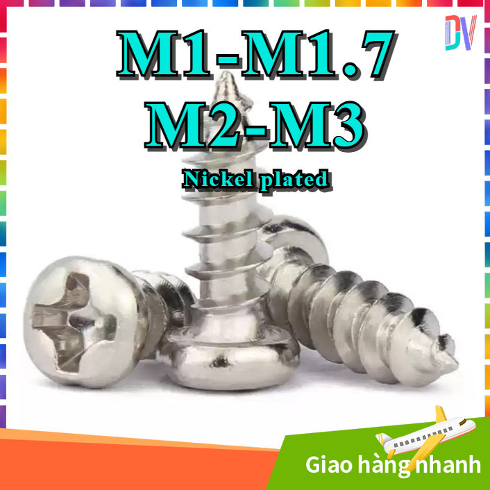 Vít Răng Thưa Pake Đầu Dù Mạ Niken Vít Bắn Gỗ Đầu Dù Size M1 / M1.2 / M1.4 / M1.7 / M2 / M2.3 / M2.6