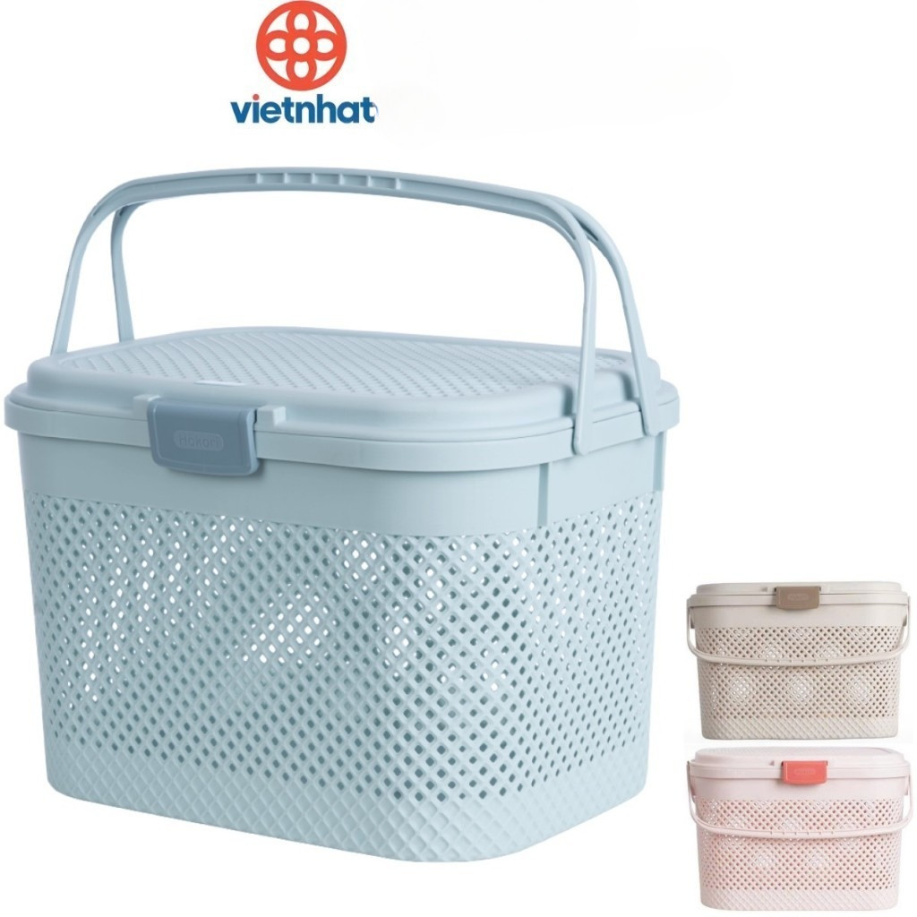 Giỏ đi sinh HOKORI nhựa VIỆT NHẬT cao cấp - Làn đan có nắp