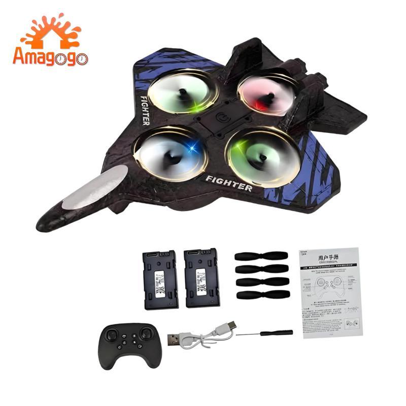 RC Glider Plane Foam Rc Fighter Jet Model với đèn Led lật đóng thế 360 độ cho bé trai chơi