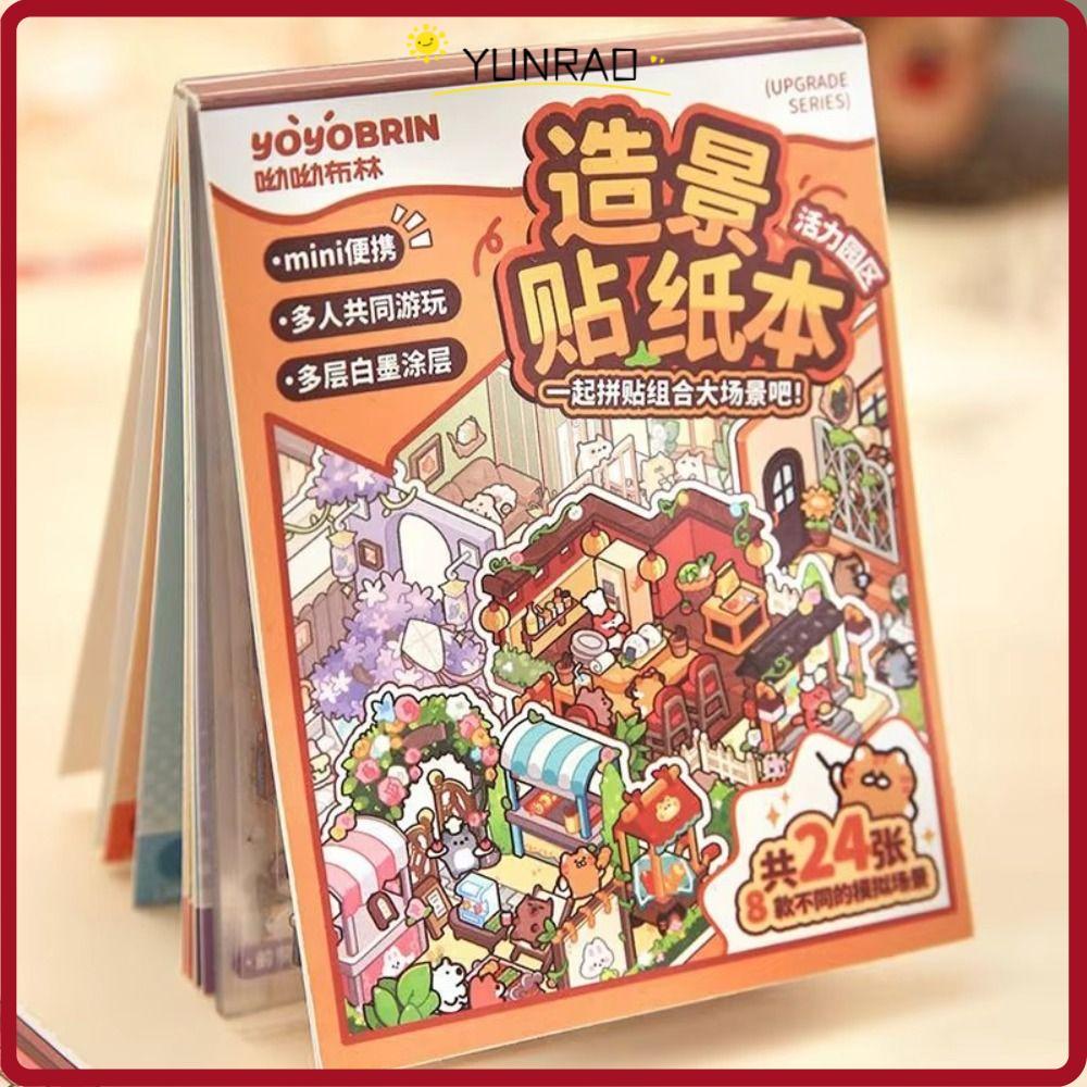 Nhãn dán phong cảnh YUNRAO, Bộ sưu tập nhãn dán cảnh quan thu nhỏ ba chiều PET, Phim hoạt hình Mini 