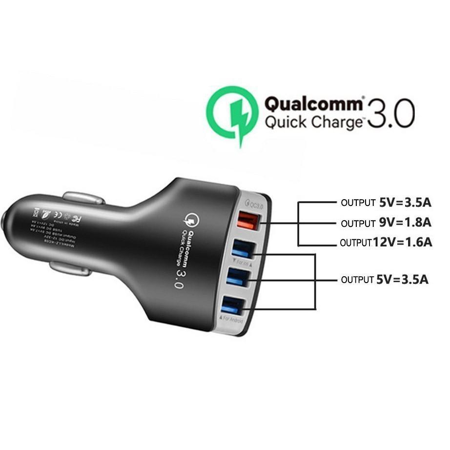[HCM]Tẩu Sạc Nhanh Ô Tô 4 cổng USB 3.5A Cốc Sạc Nhanh Quick Chagre 3.0 Xe Hơi BKS-4U Xịn Bảo Hành 12