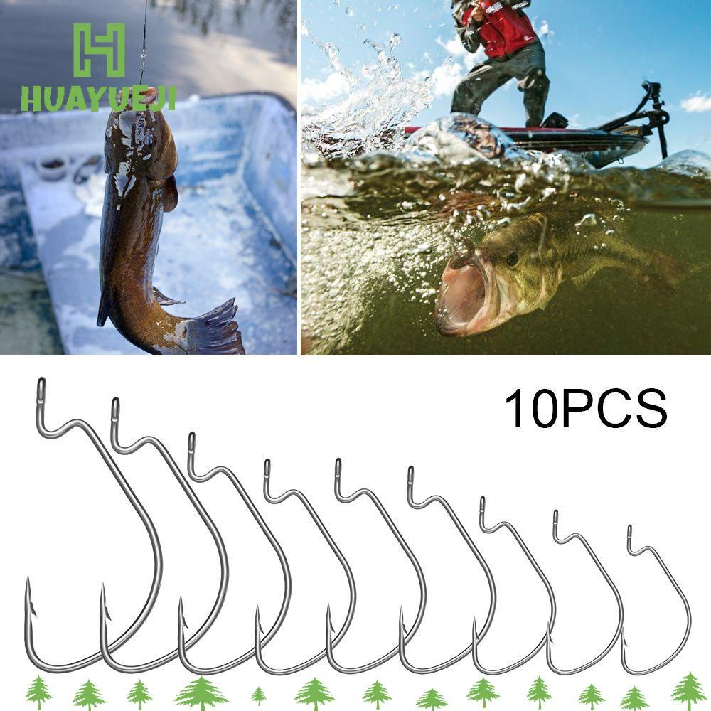 HUAYUEJI 10 Chiếc Móc Câu Offset Thép Gai Anzuelos Softjerk Worm Hook