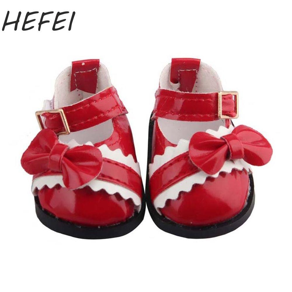 Giày Nơ Da PU HEFEI, Giày Búp Bê Da PU Giày Da Búp Bê, Giày Bốt Trang Trí Búp Bê Mini Dễ Thương Giày