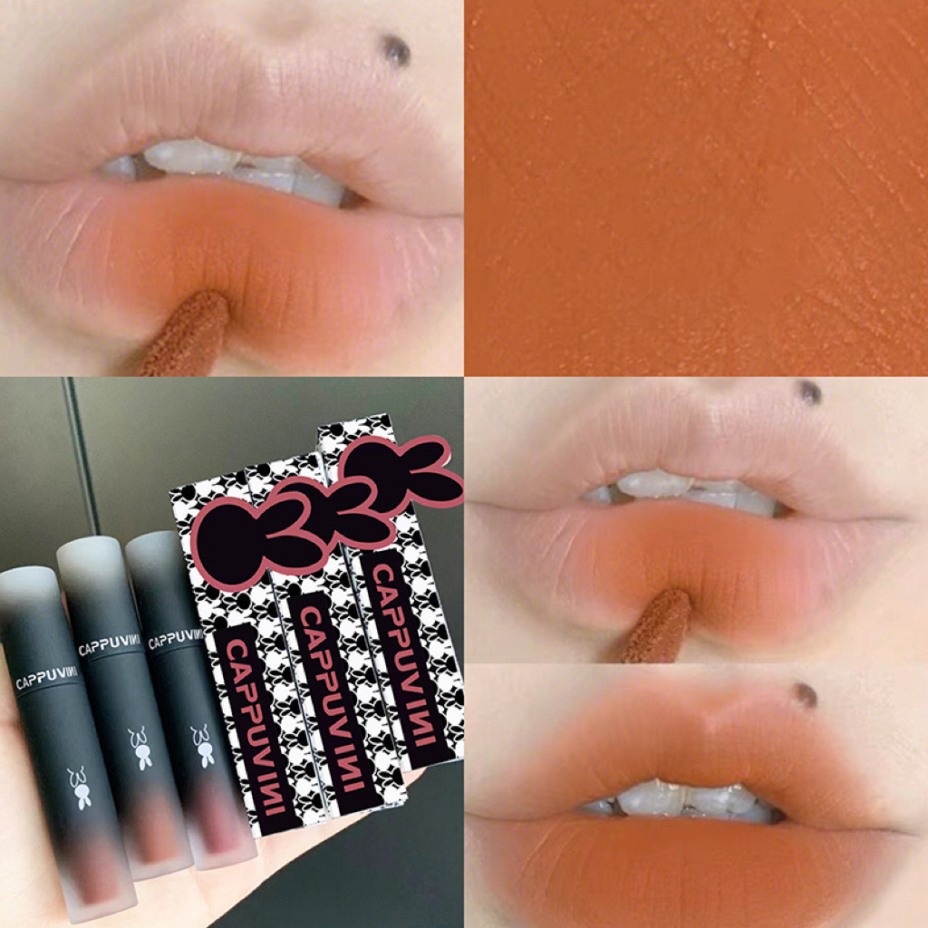 Cappuvini Reverse Macaron Lip Gloss Matte Velvet White Lip Gloss Son Bóng Học Sinh Giá Rẻ Son Môi#03
