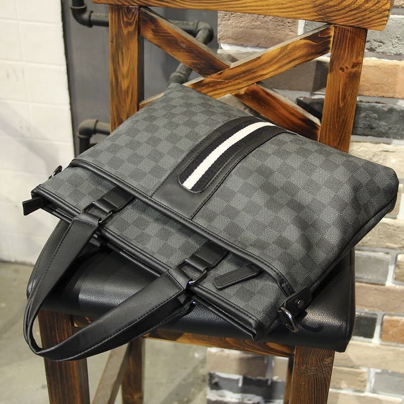 Túi xách Đơn giản Hợp thời trang Túi kinh doanh Nam Cặp Túi máy tính Kẻ sọc Phiên bản Hàn Quốc Túi đeo vai 03.01