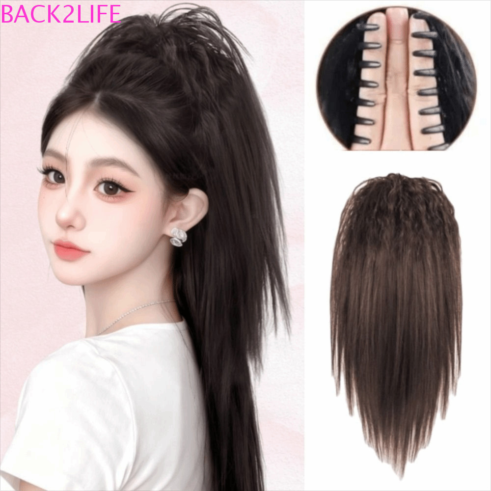 BACK2LIFE Tóc giả đuôi ngựa cao kẹp móng vuốt tổng hợp - half-up style, tự nhiên và thời trang