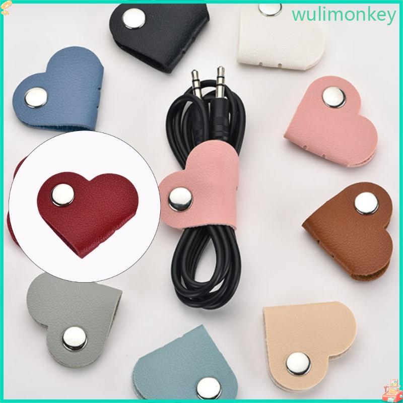 Heart Shaped Leather Cord Organiser for Earphones Headphones Cable Management