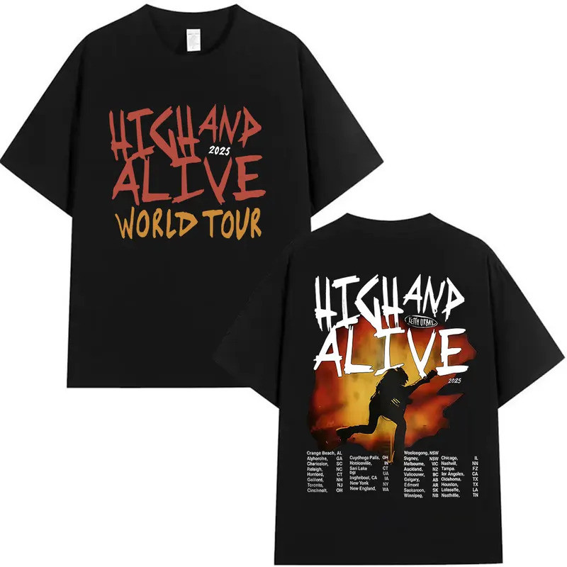 Keith Urban High and Alive World Tour Áo thun cổ điển dành cho nam phong cách Hip Hop Họa tiết in họ