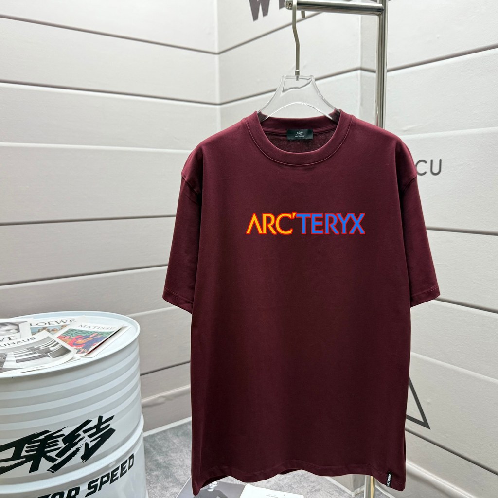 Arc 'Teryx JILSANDER Arc 'Teryx Tay Ngắn 2025 Xuân Hè Phong Cách Mới Dòng Chim Chữ LOGO In Áo Thun T