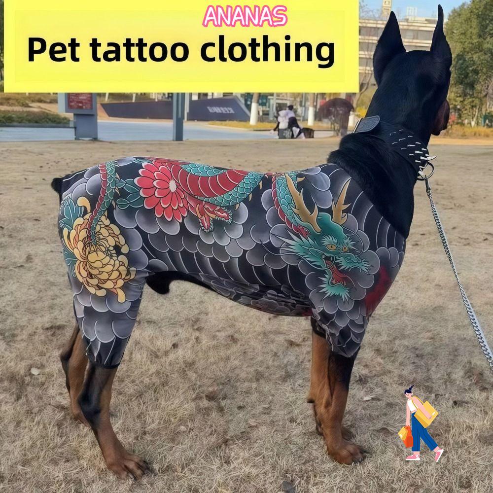 ANANAS Dog Cat Tattoo Jacket, Áo Vest hình xăm thú cưng giống như thật bốn mùa, Sáng tạo vui nhộn má