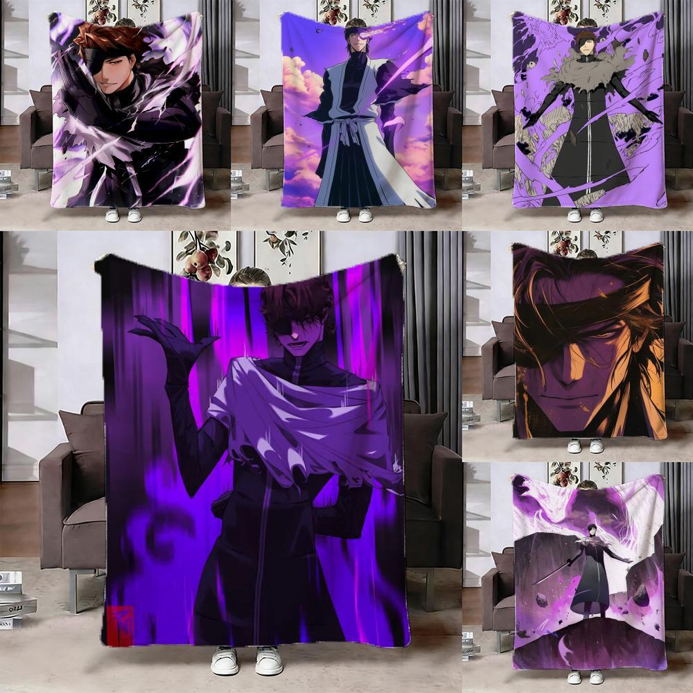 Sosuke Aizen Ném Hai Mặt Ấm Áp Flannel Ném Chăn Nhẹ Thân Thiện Với Da Ấm Áp Cho Giường Sofa Du Lịch 