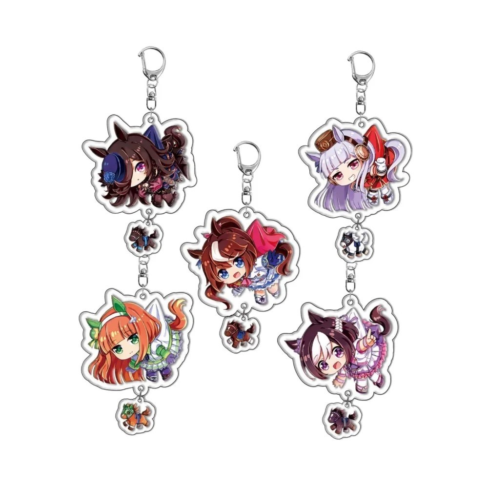 Móc khóa Anime Pretty Derby Umamusume Acrylic Mica in 2 mặt Mejiro McQueen Symboli Rudolf mô hình dễ