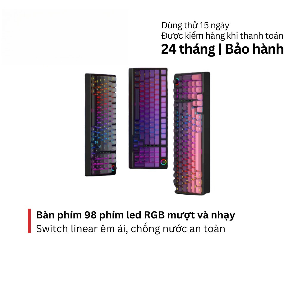 Bàn phím cơ gaming chính hãng DEIOG AK98 – 98 phím Trục Linear Switch Led RGB 7 MÀU