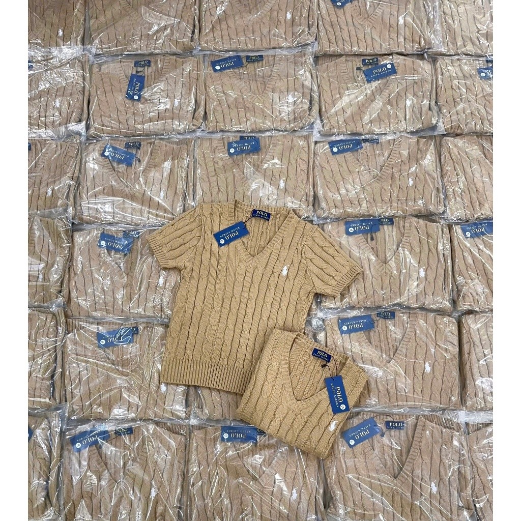 A536-Áo len thừng cộc tay cổ V màu nâu hàng nhà máy đủ tem Kho sỉ Mai Linh | BigBuy360 - bigbuy360.vn