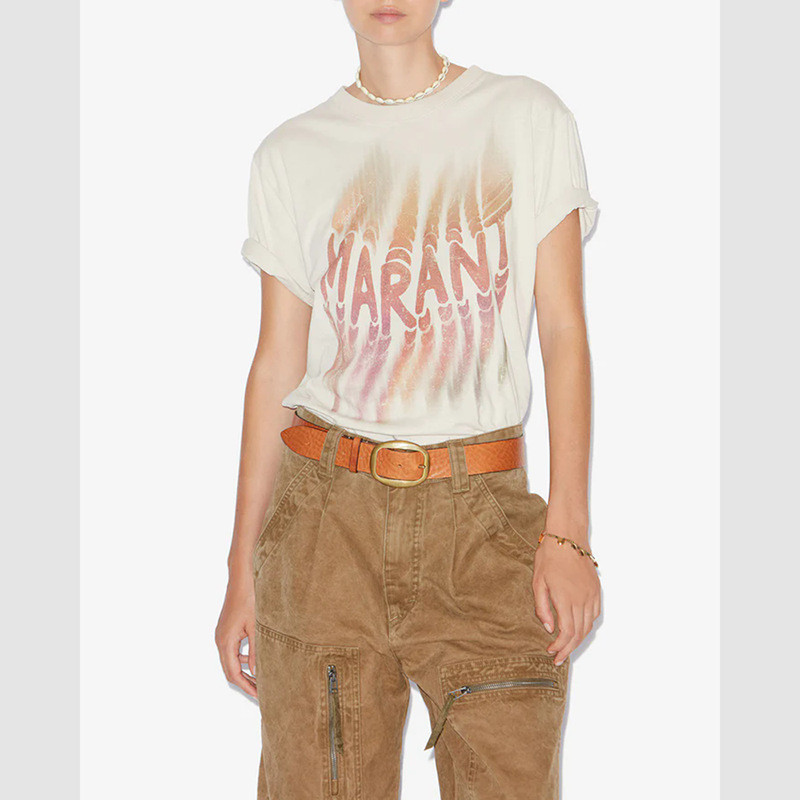 Isabel Marant 25New Summer Digital Print Colorful Designs logo Letter-printed cotton women's short-s