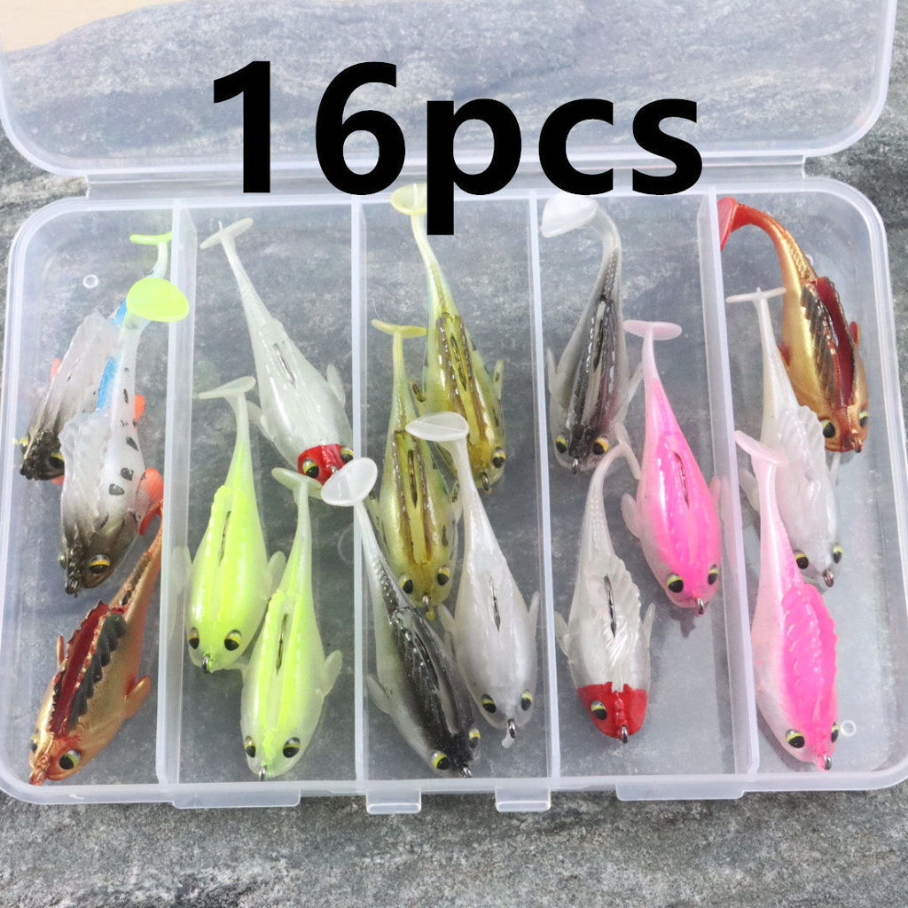 16 Gói Nhảy Mồi Cá Mồi Gói Cá Dẫn Cá Chống Dính Đáy Mullet Cá Đen Mullet Bass Mồi Mềm Bionic