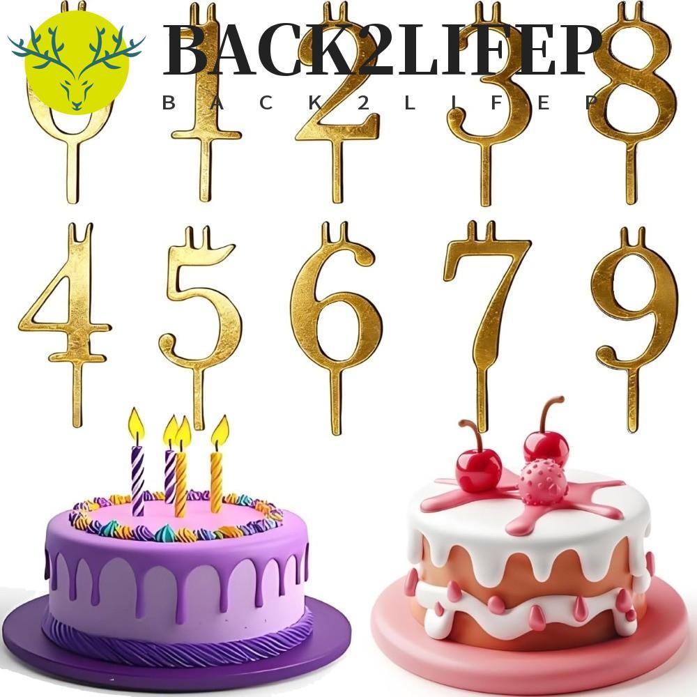 Giá đỡ nến sinh nhật số BACK2LIFEP, Số 0-9 Giá đỡ nến số kim loại có thể tái sử dụng, Giá đỡ nến sin