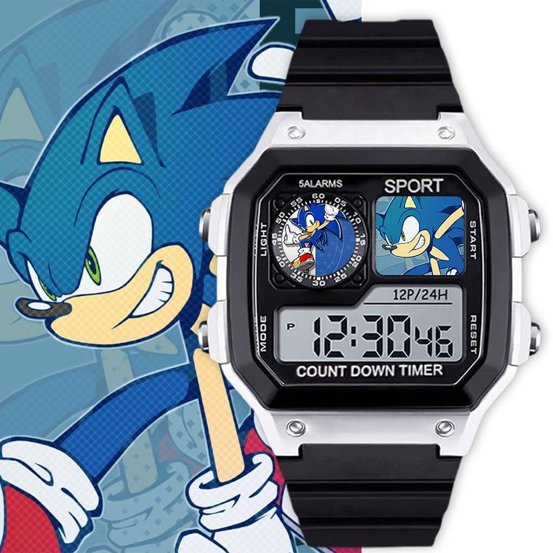 Trẻ Em Hoạt Hình Đồng Hồ Màu Điện Tử Chống Thấm Nước Nhím Sonic Tarner Kruce Chate Kỹ Thuật Số Sinh 