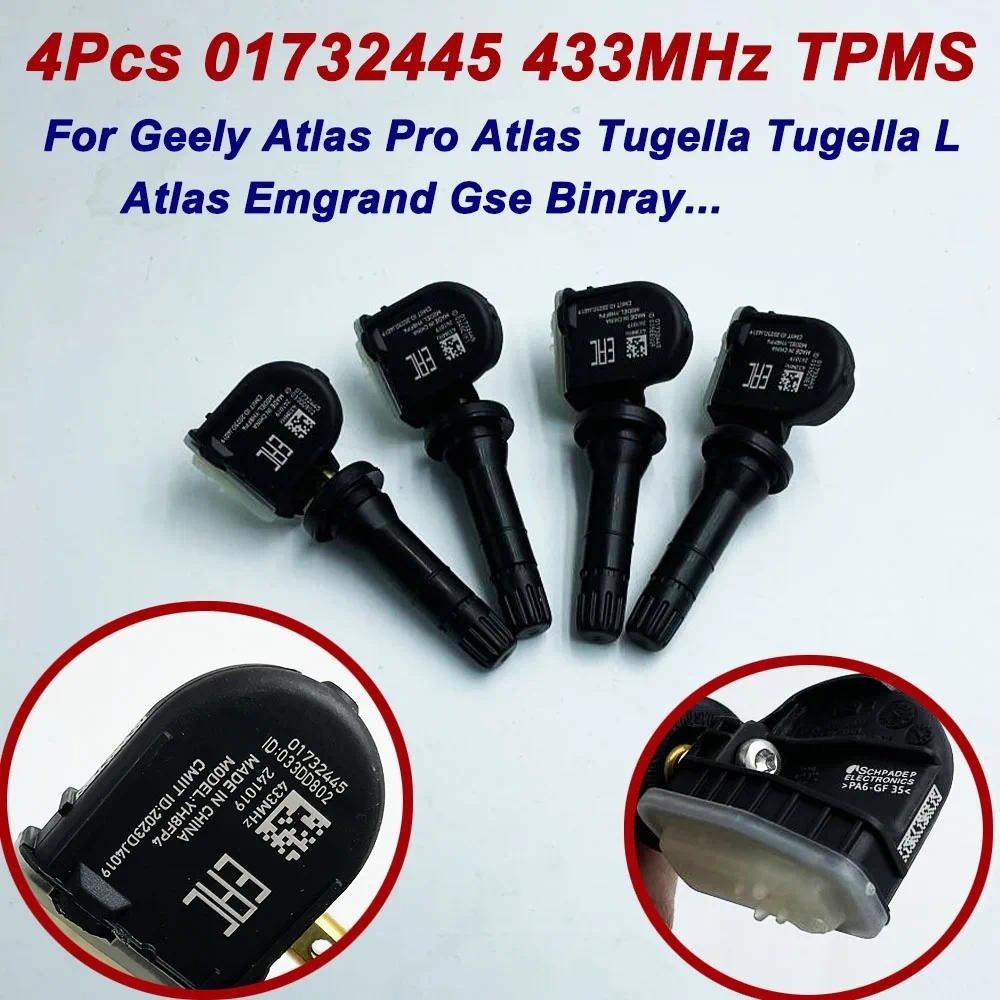 4 Cái Chất Lượng Cao 01732445 Cảm Biến Áp Suất Lốp TPMS 433 MHz Cho Geely Atlas Pro Atlas Tugella Tu