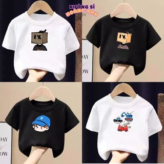 (H526)Áo Thun Cộc Tay Đen Trắng | 100% Cotton Mềm Mại | Đơn Giản, Năng Động, Mát Mẻ Cho Bé