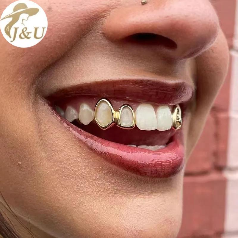 JU Hip Hop Ngôi Sao Rỗng Răng Grillz Răng Trang Trí Răng Mũ Fangs Nướng Dành Cho Nữ Trang Sức Cospla