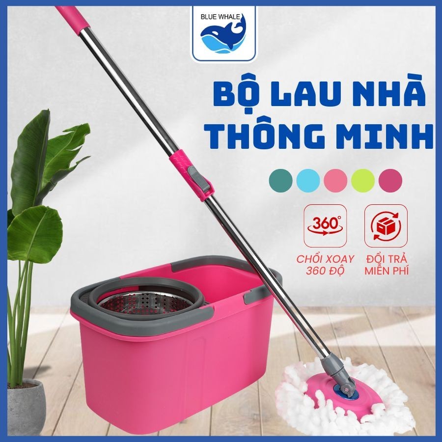 Bộ lau nhà 360 độ INOX, bộ thùng lau nhà thông minh 360 độ lồng vắt inox tiện lợi