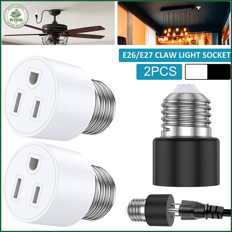 [LASH22] 2 Cái E26 / E27 / B22 3Prong Light Soet Outlet Adapter Cắm Light Soet To Plug Adapter Bulb 